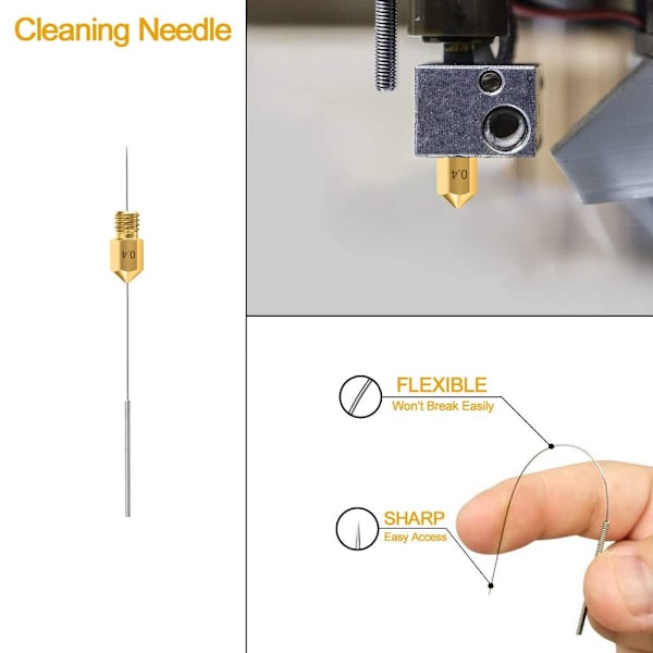 25 STK Messingdyser Ekstruder 0,4MM MK8 Ender 3 Dyser Rengjøring