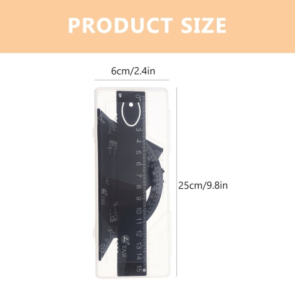 4 kpl/ set Piirustustyökalut Math Geometry Tool MUSTA black