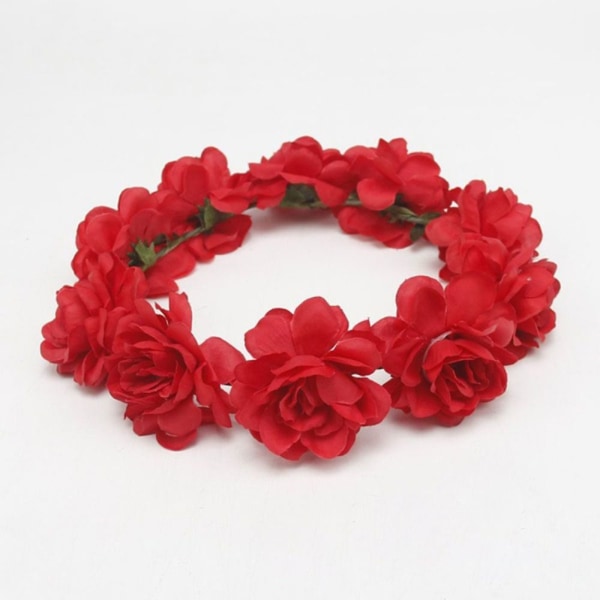 Blomster pandebånd Bohemian Flowers Wreath RØD RØD Red