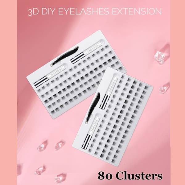 80 Klynger DIY Øyenvippe Extensions Kit 3D Individuell 01(80 Clusters)