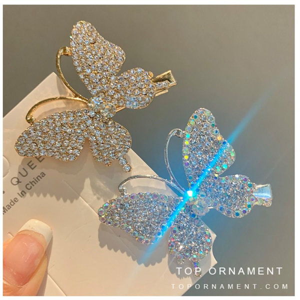 3 kpl Full Diamond Butterfly Hiusneulat Shine Bangs Clip SILVER Silver