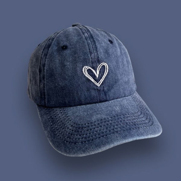 Love Heart Broderi Baseball Caps Distressed Faded Cap SORT black