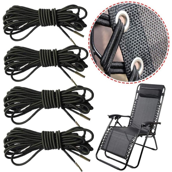 4 Stk/sæt Elastic Cord Chair Hvilestol SORT black