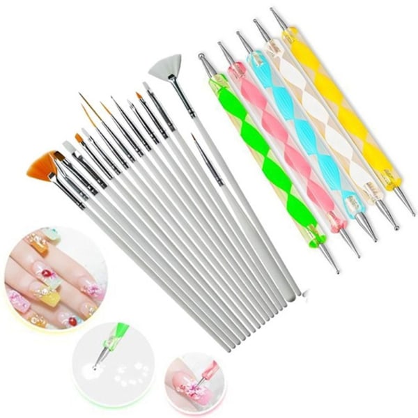 Nail Art Brush Nail Dotting Harja VALKOINEN white