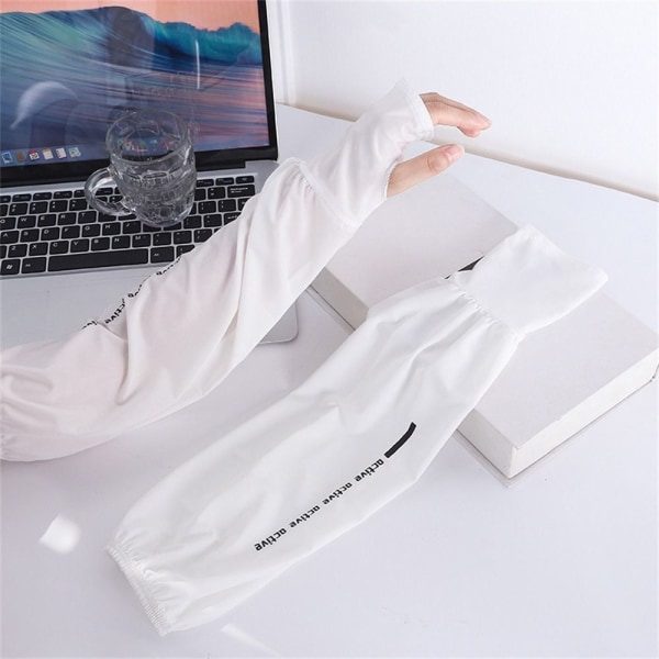 Solskydd Arm Sleeves Anti UV Arm Covers VIT white