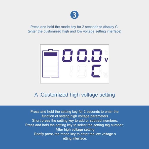 Batterikapasitetsindikator Voltmeter BLÅ Blue