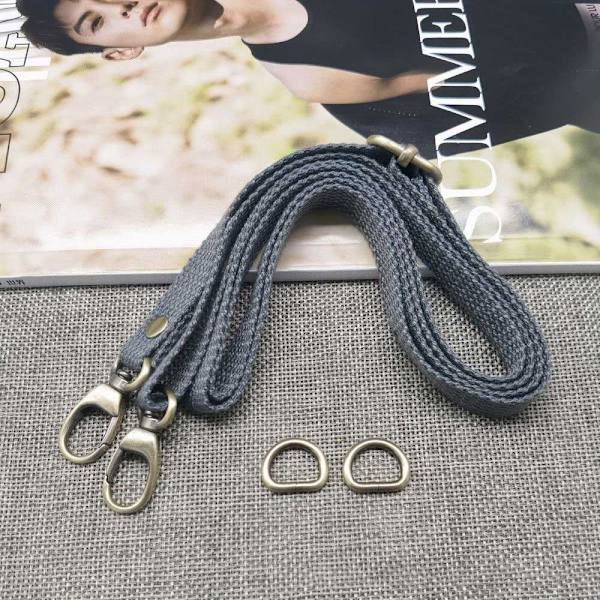 Lærredstaske Strap Skuldertaske Bælter MØRKE GRÅ dark grey