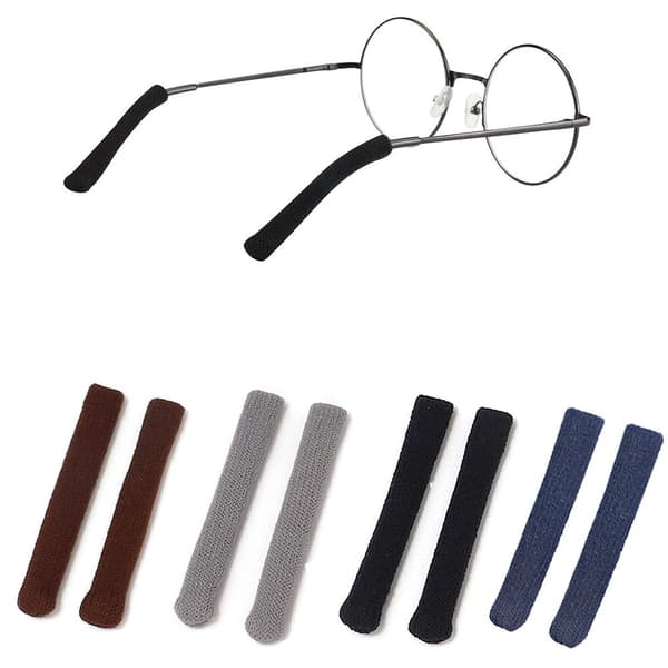 2 par briller Temple Tips Sleeve Knitting Eyewear Retainer Coffee