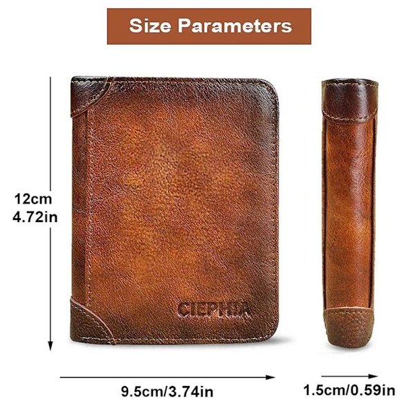 Herre Trifold Punge Mænd Vintage Tynde Punge BRUNE Brown