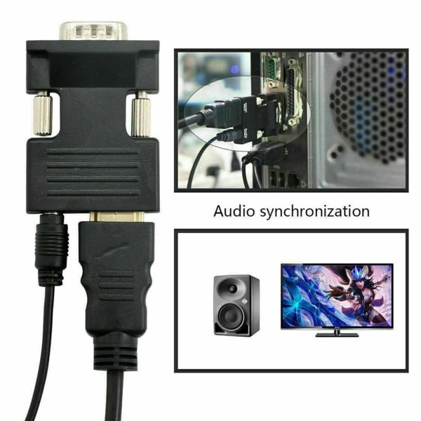 HDMI till VGA-kabel Audio Adapter HDMI-kompatibel omvandlare