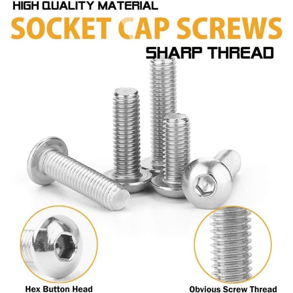 1080 kpl Metric Ruuvit Lajitelma Hex Button Head Socket Cap