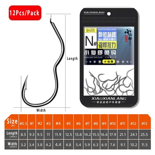 12 st/förpackning Fiskkrok Automatisk Flip Fiskkrok 2 2