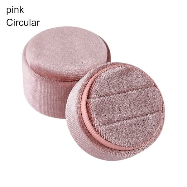 Sammetssmyckeskrin Dubbelring Förvaringslåda ROSA CIRKULÄR pink Circular-Circular