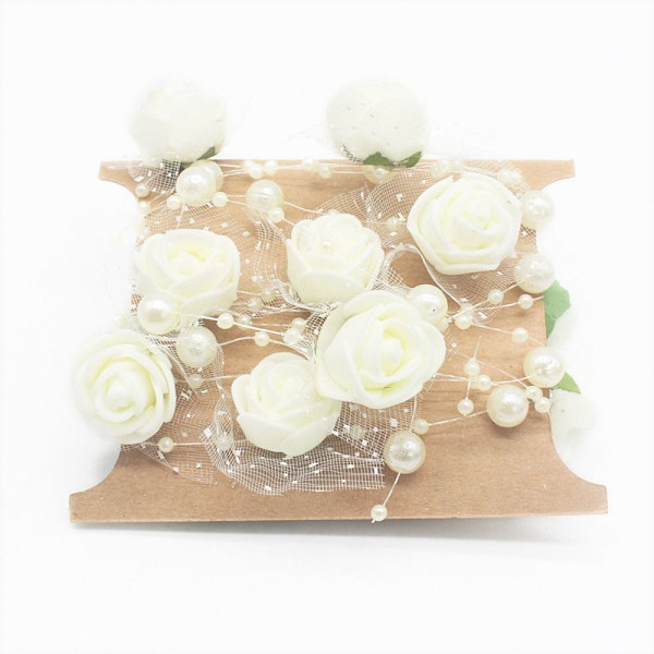 2ST Konstgjorda pärlor Pärlor Kedja Rose Blommor Girlander BEIGE beige