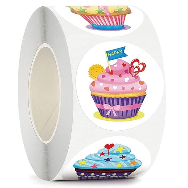 2 Rullar Cupcakestickers, Självhäftande