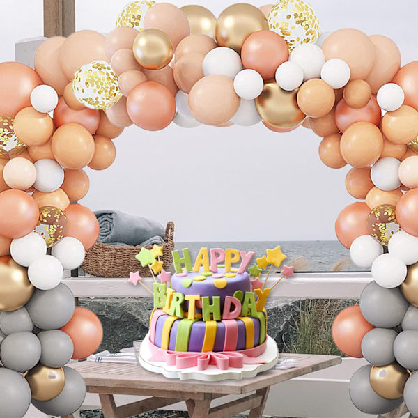 129PCS/ Set Retro Peach Ballong Chain Set Ballong Garland Arch