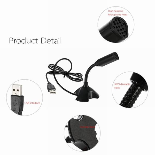 Desktop USB Mikrofon Tal SVART Black