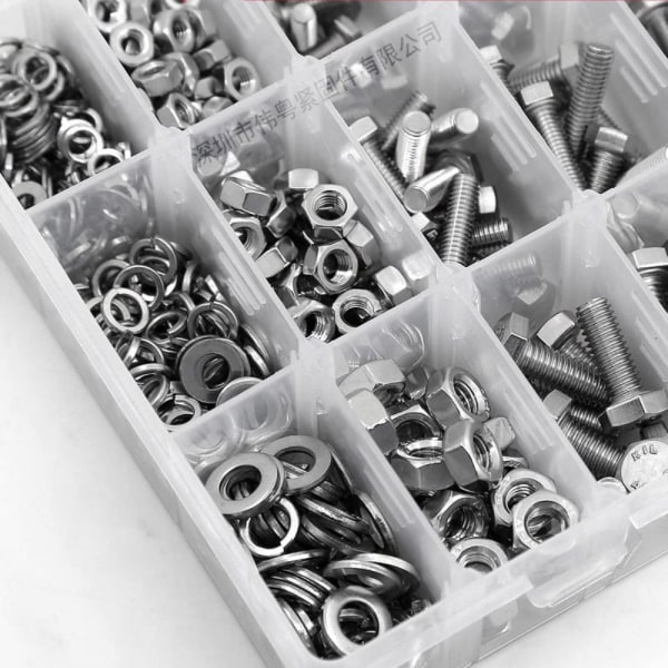 620 STK Bolter og muttere Flat & Lock Skiver Sortiment Rustfritt