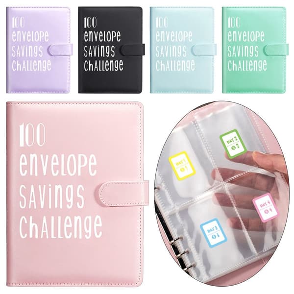 100 Days Envelope Challenge Binder Savings Challenge Book MUSTA black