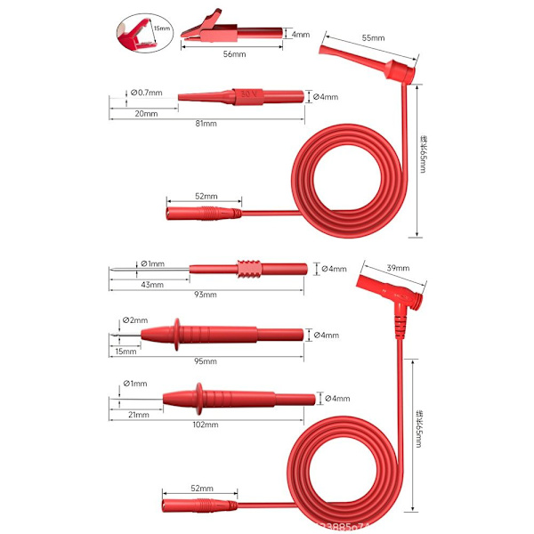 25 stk Multimeter testledningssett Digital elektrisk testklemme