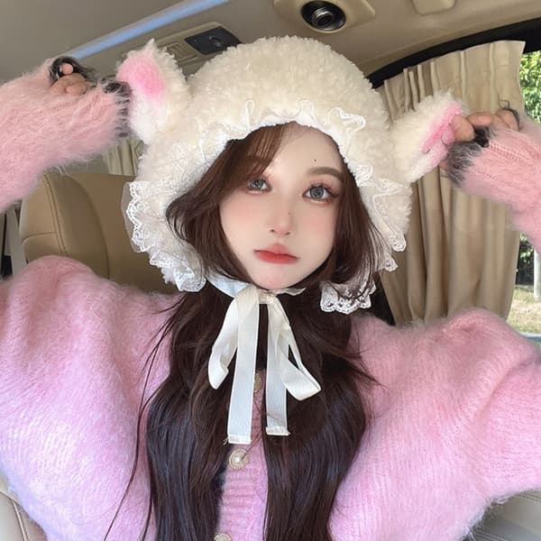 Fluffy Hats Kostyme Luer HVIT White
