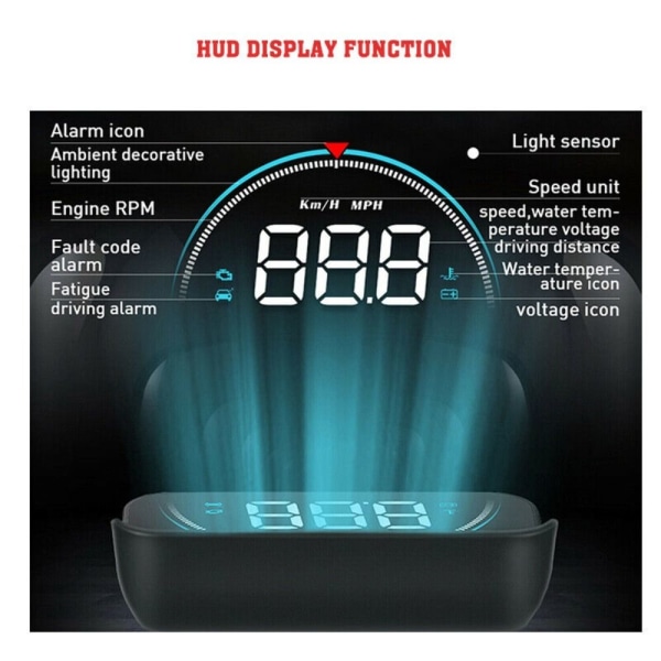 Bil Hastighetsmätare Head Up Display Hd Projektor Obd2 Överhastighet