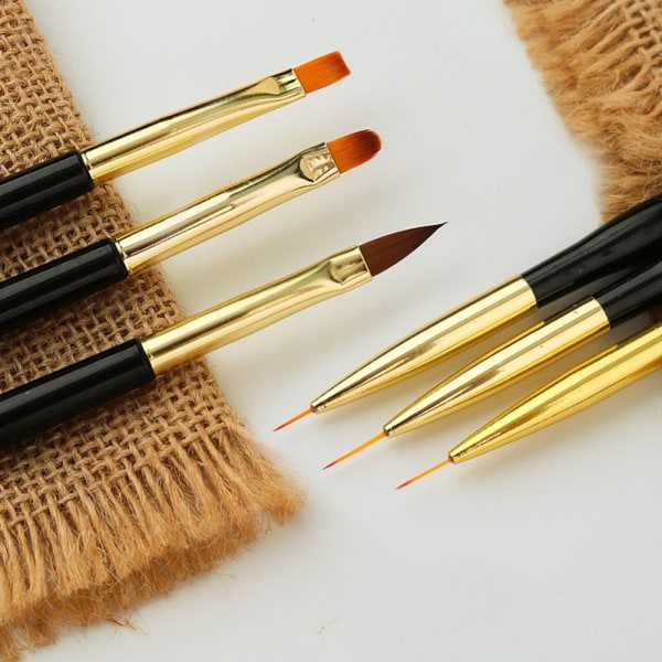 sett med 3 børster Nail Liner Painting Pen Drawing Detailing