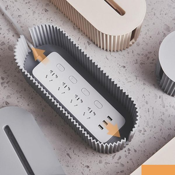 Plug Board Desktop Oppbevaringsboks Cordboard Desktop Organizer HVIT White