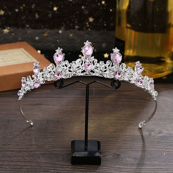 Princess Crystal Tiaras Rhinestone Hårbøyle ROSA pink