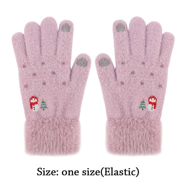 Vinterhandskar Stickade vantar Snowman Fluffy Touch Screen white