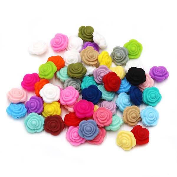Silikonpärlor Set Blomgummipärlor Lösa pärlor Bulk