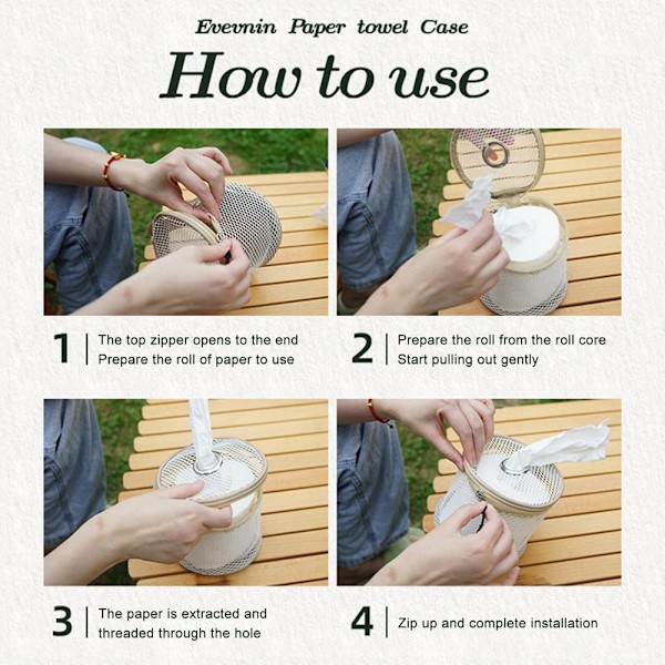 Camping Tissue Pump Paper Roll Oppbevaringspose HVIT White