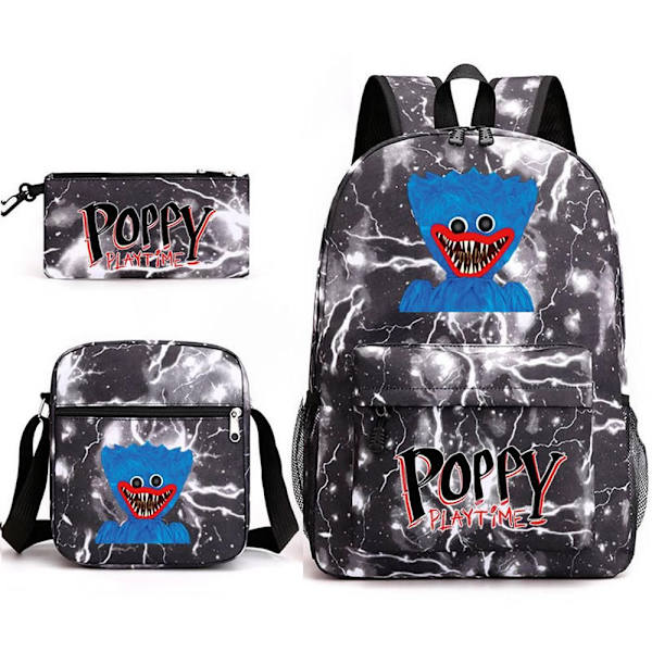 Poppy Playtime Ryggsäck Huggy Wuggys Ryggsäck Set SVART 2 Black 2