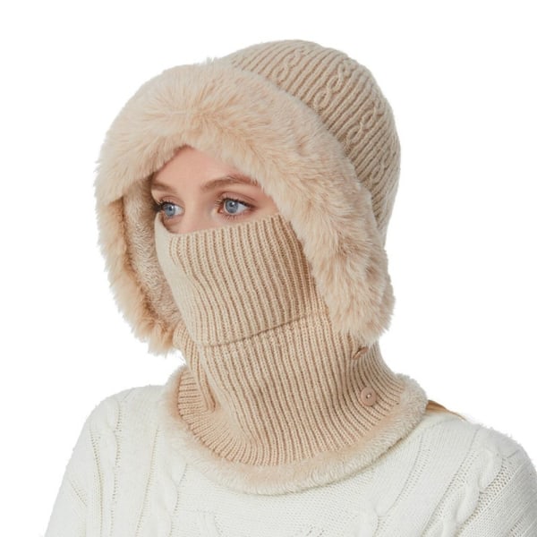 Strikket lue Face Cover Neck Caps BEIGE beige