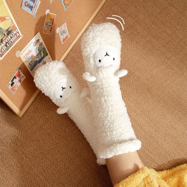 Socktofflor Tecknad Golvstrumpor VIT White