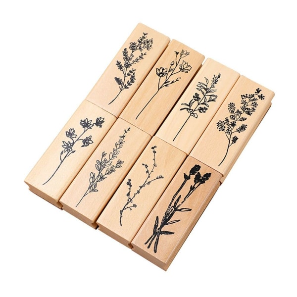 8 STK Gummistempler Vintage gressplanter Scrapbooking 8PCS