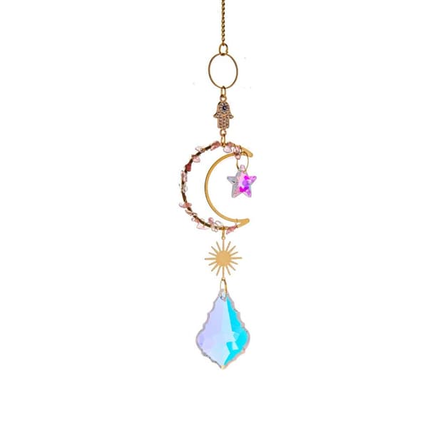 Sun Catchers Crystal Moon Shape BLÅ blue