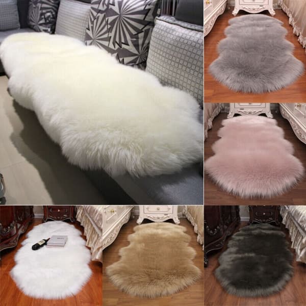 Fluffig matta imiterad ulldyna GRÅ grey