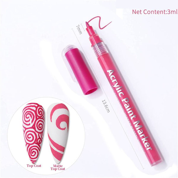 Kynsilakkakynä Nail Art Piirustuskynä ROSE RED Rose Red