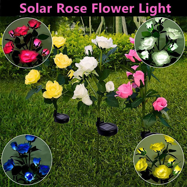 Rose Solar Lights Blomster LED Lampe HVID white