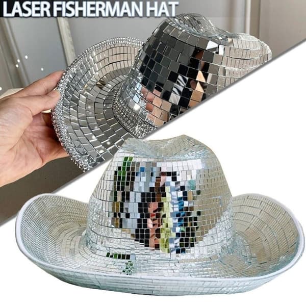 Mirror Disco Cowboy Hat Disco Ball Hat Glitter Disco Cap