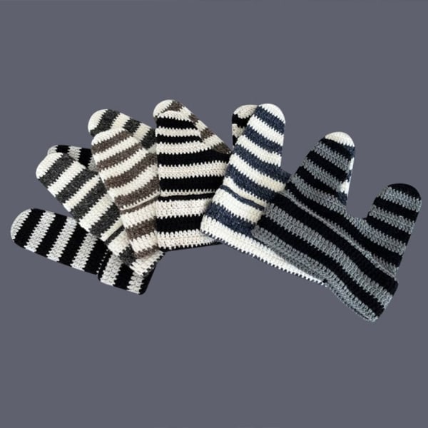 Japanese Beanie Hat Ins Little Devil Randig Hat SVART&LJUS black&light grey