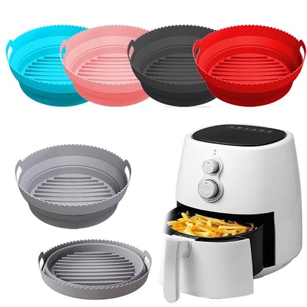 Vikbar Air Fryer Silikon Pot Korg Liner Mat Non-Stick grå