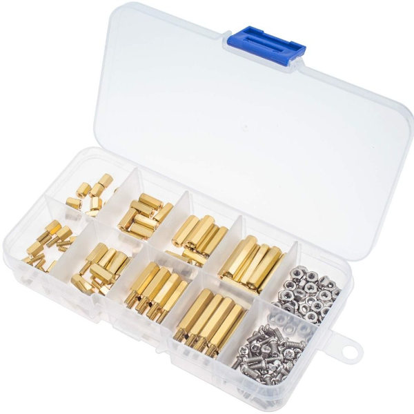 180 st Hex Mässing Spacer Sortiment Kit Standoff skruvmutter