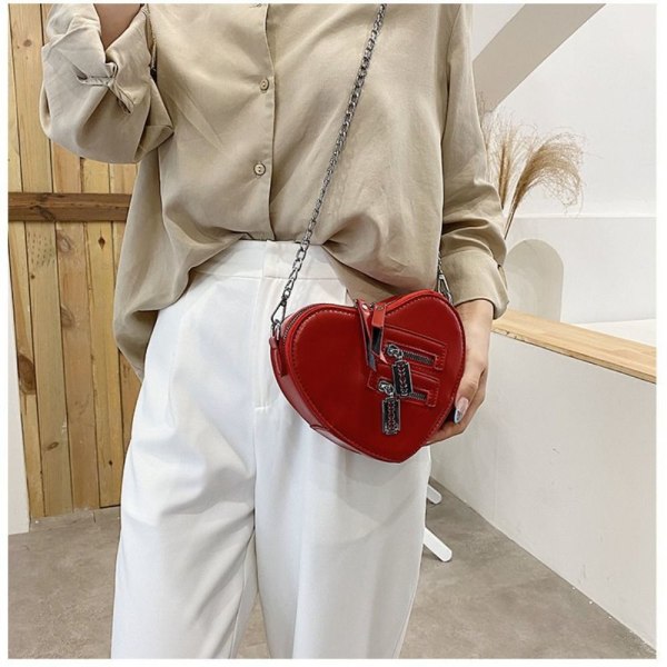 Hjärtformad handväska Heart Crossbody-väska SVART black