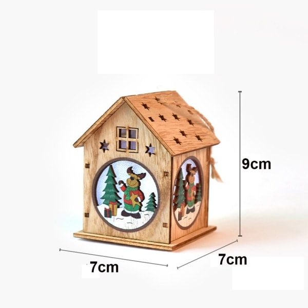 2ST Christmas Luminous Cabin Luminous Trähus DUBBELTAK Double Roof Elk