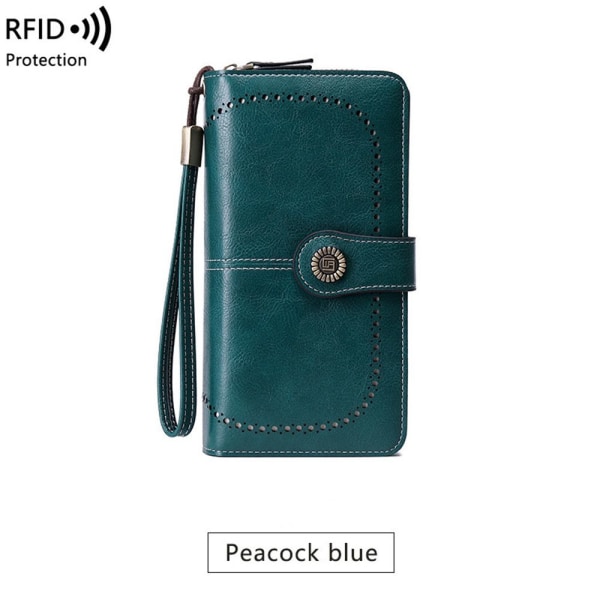 Damplånbok RFID Stöldskyddsläderplånböcker Peacock blue