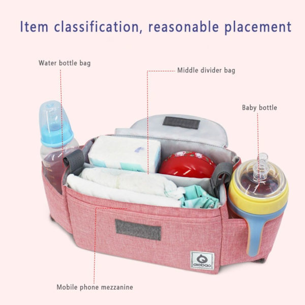 Baby Barnevogn Bag Baby bleie Bag ROSA RHOMBUS PINK RHOMBUS Pink Rhombus