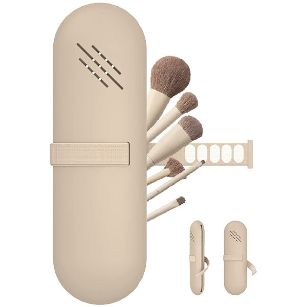 Makeup Brush Case Kosmetisk veske Tannbørste Organizer Khaki