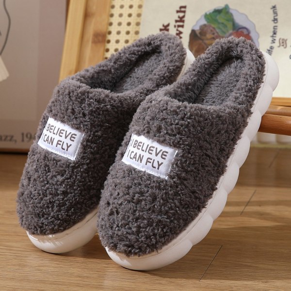 Fuffy Fur Tofflor Plysch Flat Tofflor GRÅ 40-41 Grey 40-41